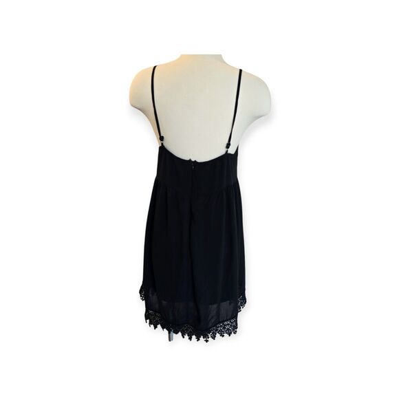 Avec Black Lace Sleeveless Mini Babydoll Dress Women Size L - Picture 2 of 7